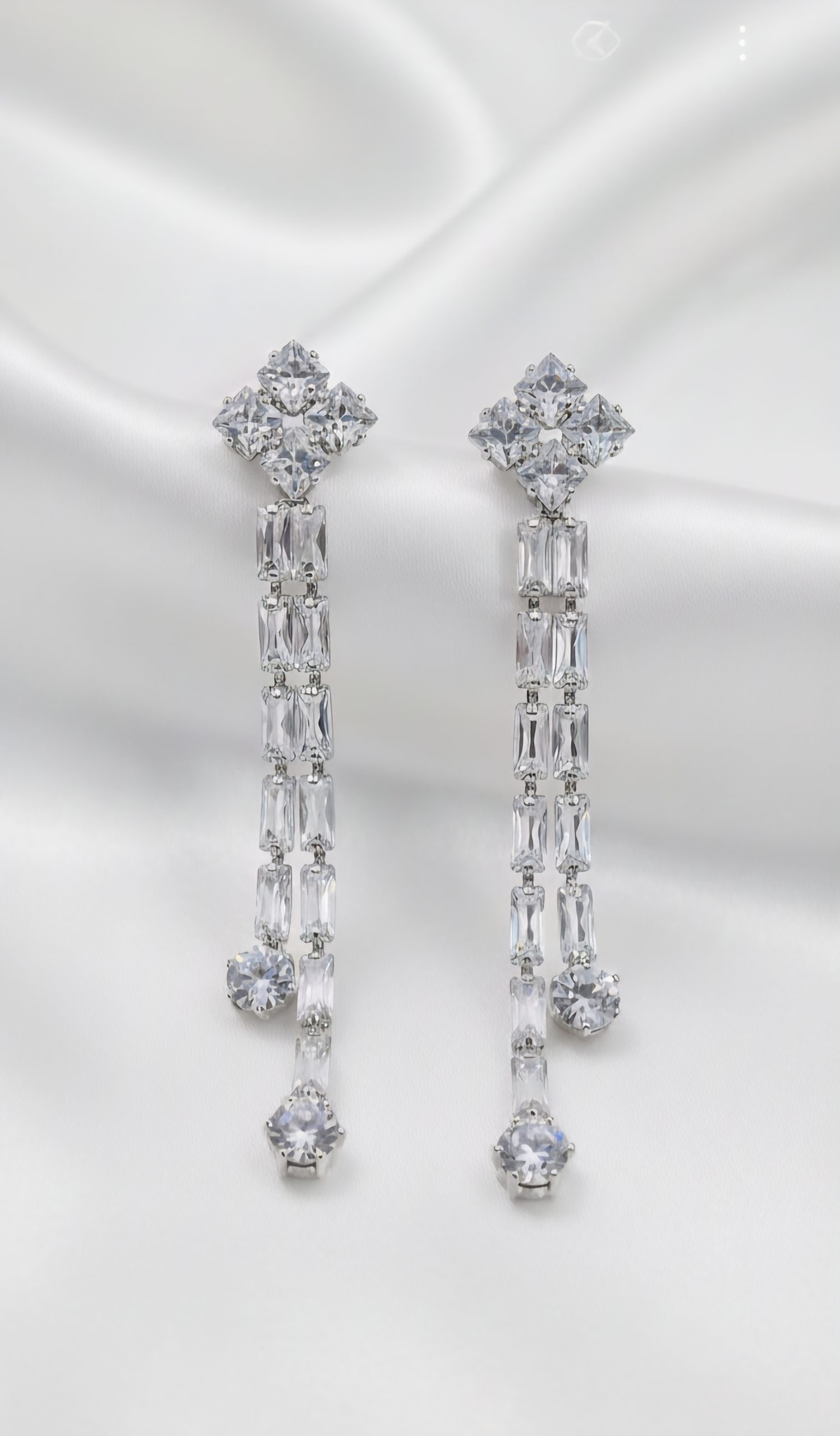 Luna Zircon Cascade Long Drop Earrings