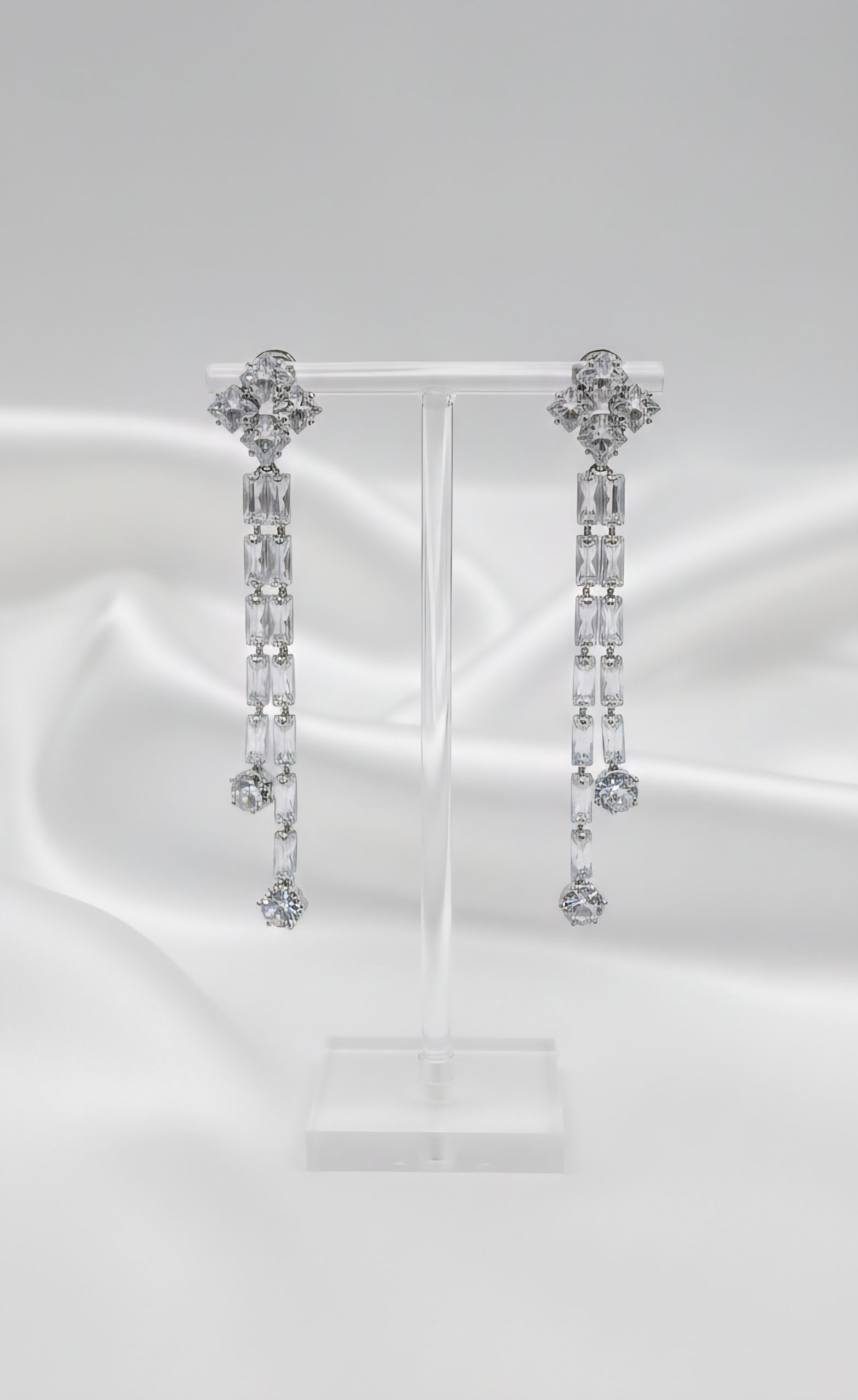 Luna Zircon Cascade Long Drop Earrings - Image 5
