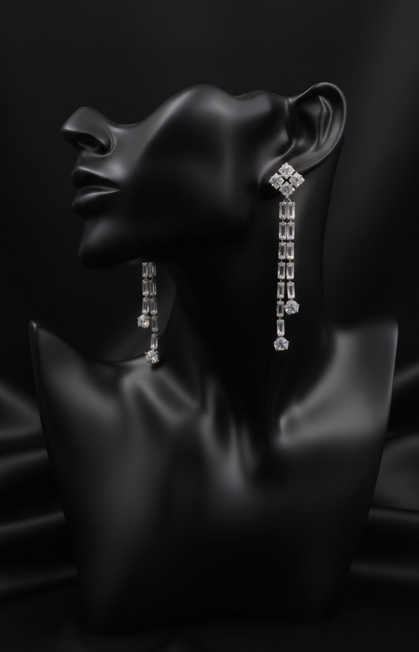 Luna Zircon Cascade Long Drop Earrings - Image 3