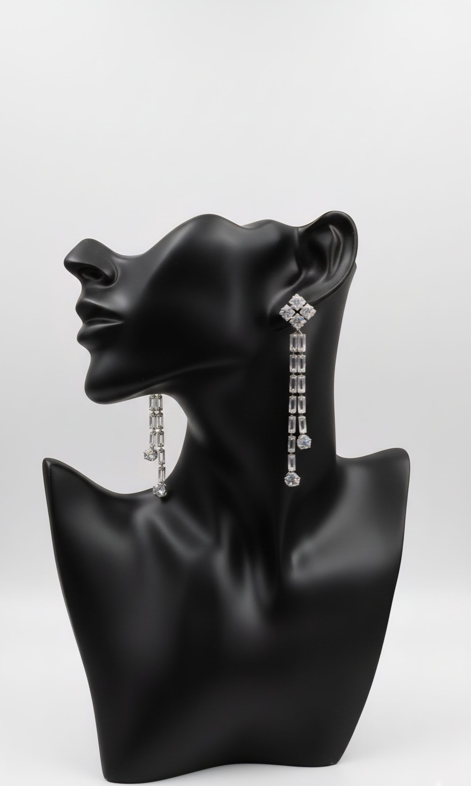 Luna Zircon Cascade Long Drop Earrings - Image 2