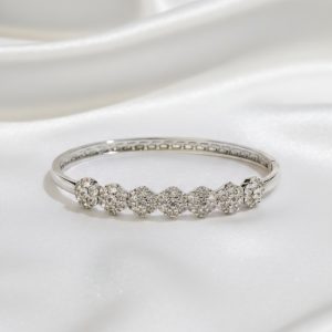 Platinum Spark Zircon Bangle – Premium Collection | Silver Colour