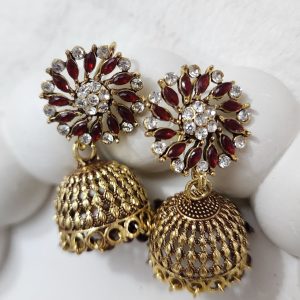 Mehroon Stoned Sun-Copper base Jhumka